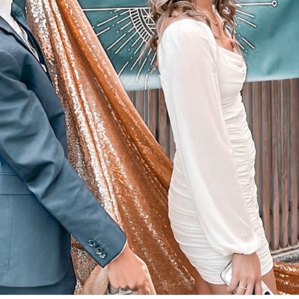 Princess Polly Cream V-Neck Dress